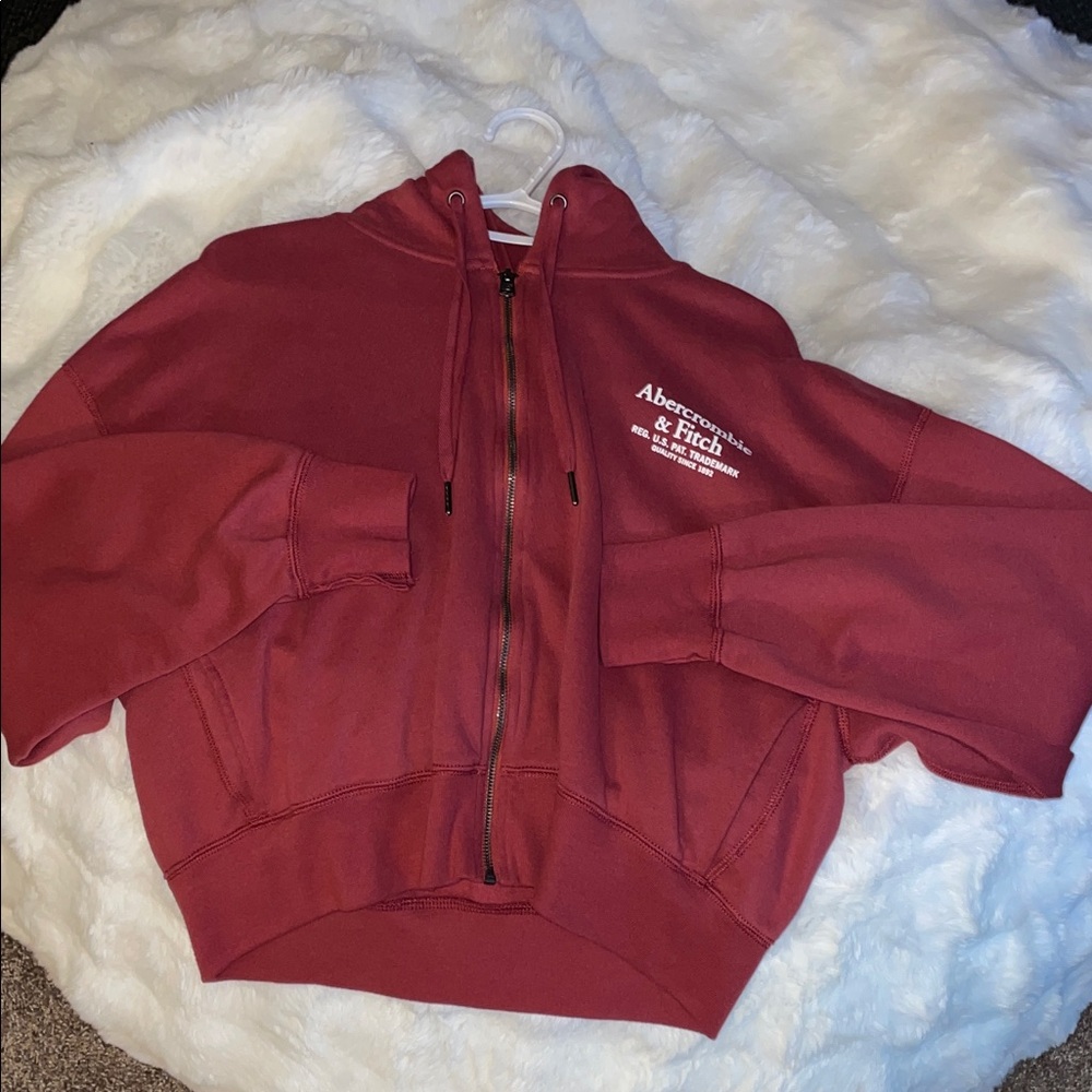 Abercrombie & Fitch Burgundy Zip-Up Hoodie